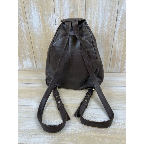 Perlina NY Women\'s Small Brown Adjustable Strap Multi-Pocket Leather Backpack main image 10